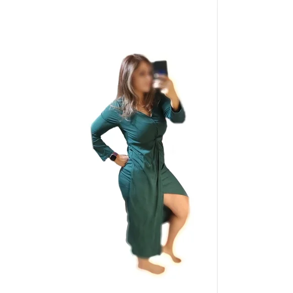 chinese dress ladies Long Sleeve Side Leg Split Maxi Dress Blue main image 1